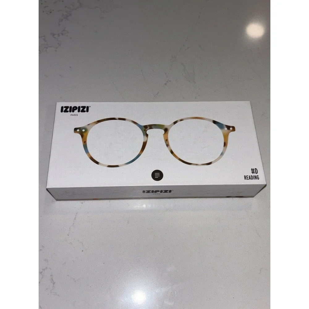 New IZIPIZI READING #D Reading Glasses Women & Men Round 1.0 Blue Tortoise Nib